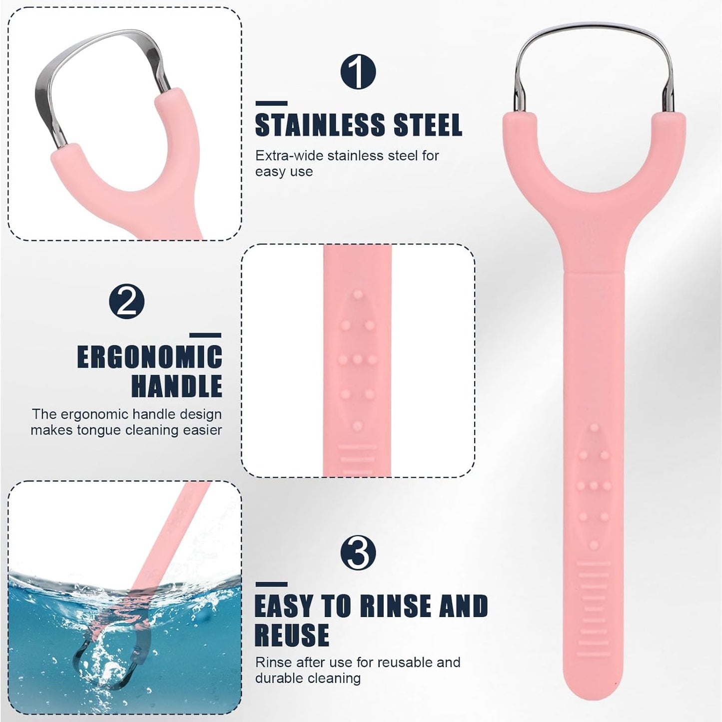 5pcs Colorful Tongue Scraper, Portable Tongue Cleaner with Ergonomic Handle Stainless Steel & Plastic Tongue Scraper for Adults Kids (5 Colors)