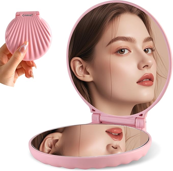 Mini Compact Mirror for Travel - 3.5" Portable, 2-Sided, Lightweight & Shatterproof, Folding Hand Held Mirror, Unique Gift for Women