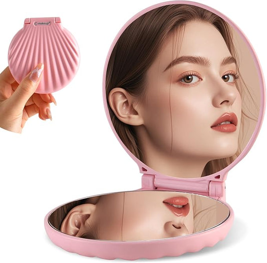 Mini Compact Mirror for Travel - 3.5" Portable, 2-Sided, Lightweight & Shatterproof, Folding Hand Held Mirror, Unique Gift for Women