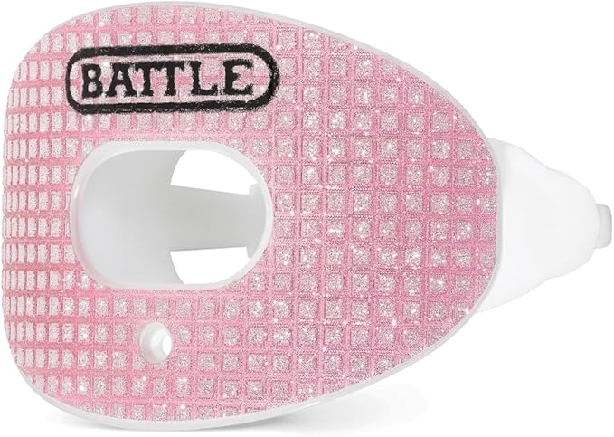 Battle Sports 3D Diamond Oxygen Football Mouthguard - Superior Airflow & Better Performance, Maximum Protection & Breathability Football Mouthpiece, Works with Braces - Rose