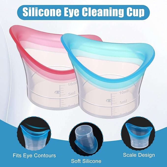 Patelai 20 Pcs Eye Wash Cup Silicone Wash Cups Bath Kit Portable Bath Washer Cleaning Care Tool Bulk for Eye Quick Rinse and Flush
