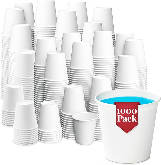 Prestee 1000 Pack 3oz Small Paper Cups - Mini Bathroom & Mouthwash Cups, Hot Coffee Cups for Espresso, Holiday & Christmas Party Supplies