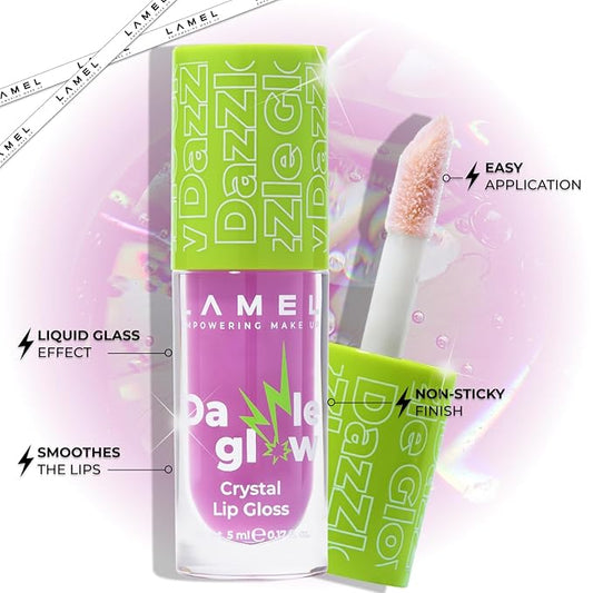 Lamel Dazzle Glow Crystal Clear Lip Gloss - Hydrating Lip Gloss - Non Sticky - Colored - Moisturizing - №406 Empower