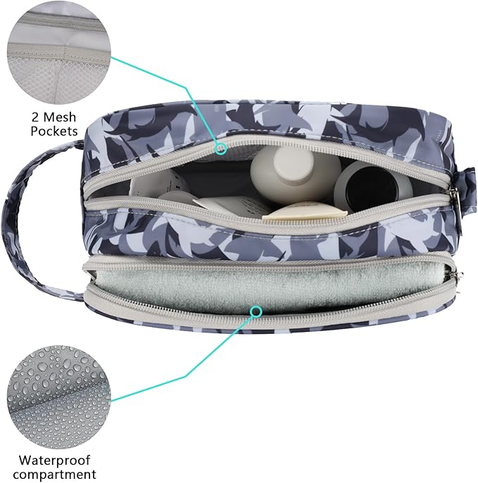 Shark Kids Toiletry Bag for Boys, Travel Toiletry Bag for Little Young Boys Waterproof Hanging Wash Bag Toddler Traveling Toiletries, Camo Black