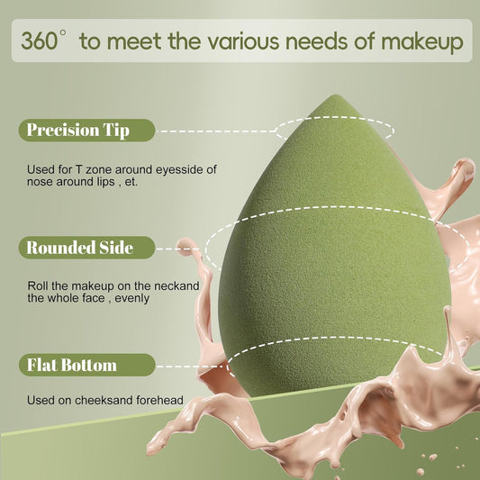 Makeup Sponge Set BS-MALLTriangle Puff 14 Pcs for Liquid, Cream, and Powder, Multi-colored Makeup Sponges and Mini Makeup Sponge (Green Red)
