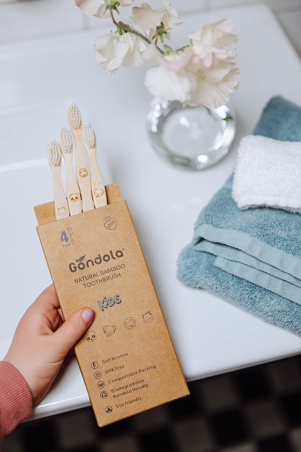 Gondola Bamboo Toothbrush (Kids - 4 Count (Pack of 1))