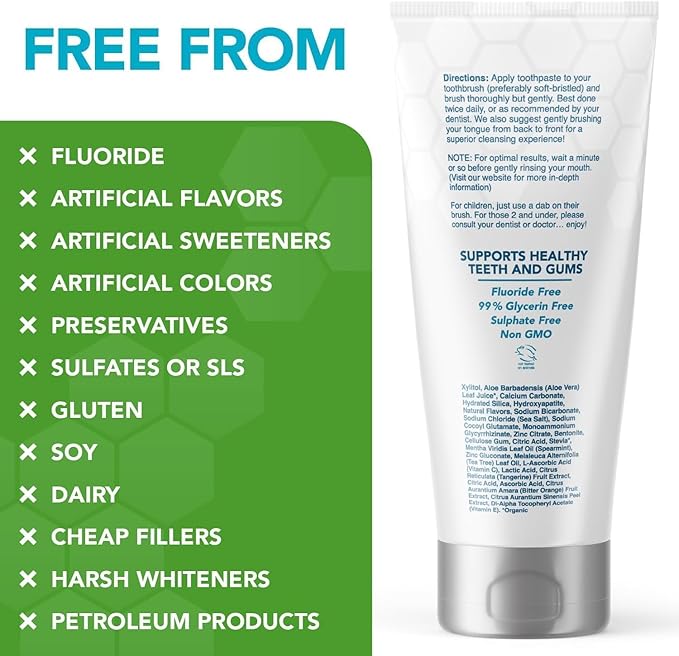 Nano hydroxyapatite Toothpaste: Non Toxic, Fluoride-Free, Dentist Formulated Remineralizing Toothpaste + Xylitol for Anti Cavity Enamel Support & Sensitive Teeth (Citrus, Peppermint Wow & Wintermint)