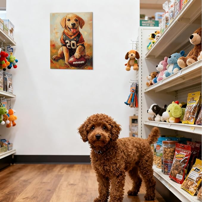 YOUHONG Animal Print Animal Wall Art Dog Poster with Inner Wooden Frame - Dog Pictures Lightweight & Easy to Hang, Sports Wall Art for Boys Bedroom & Living Room Decoration (12x15.7 Inches)