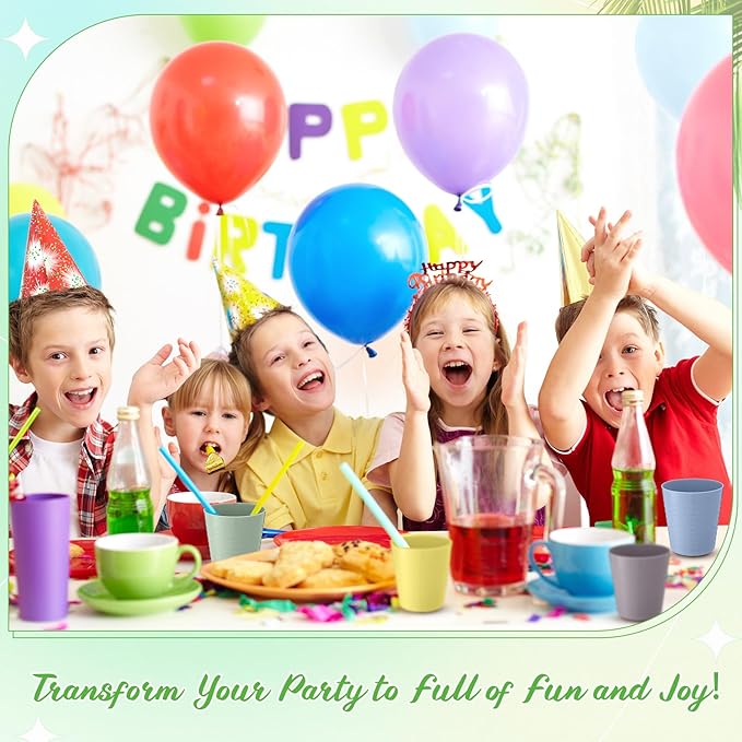 Eccliy 36pcs 8 oz Christmas Cups Unbreakable Plastic Stackable Juice Reusable Tumblers Bulk Plastic Drinking Cups for Kid Toddlers Baby Kid, Dishwasher Safe(Pastel Color)