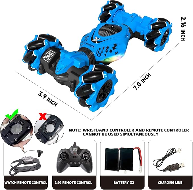 Remote Control Car - RC Drift Car for Boys Age 8-12, Gesture Sensing RC Stunt Cars 4WD Hot Wheels Cars Toy for Kids 4 5 6 7 8 9 10 Year Old Boy Birthday (Blue)