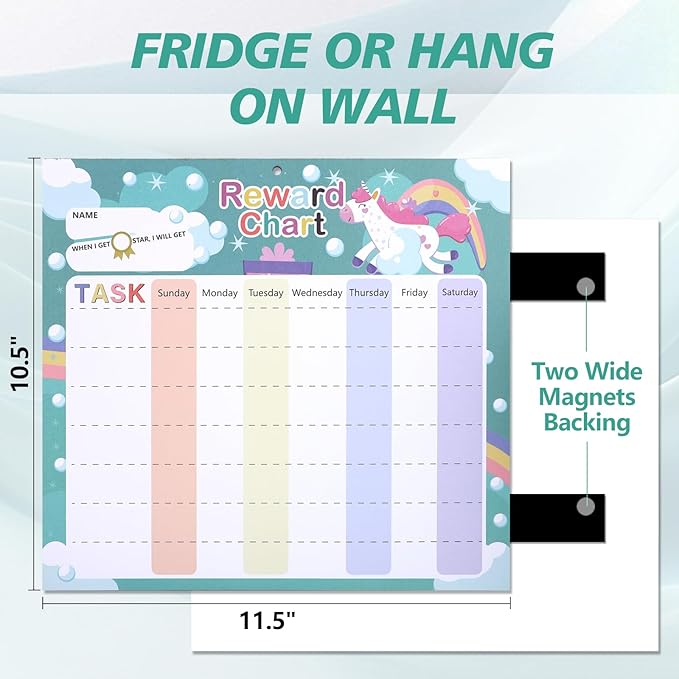 Behavior Chart for Kids - Reward Chart for Kids with 26 Reward Sheets, Magnetic Reward Chart for Kids with 1600 Star Stickers, 50 Motivational Stickers, Responsibility Chart for Kids, Behavior Chart