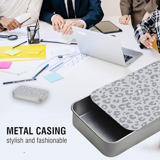 Portable Dental Floss Case, Refillable Cute Travel Floss Dispenser for Men & Women, Pocket Travel Floss Picks Case for Purse, Backpack, Bag Grey Leopard