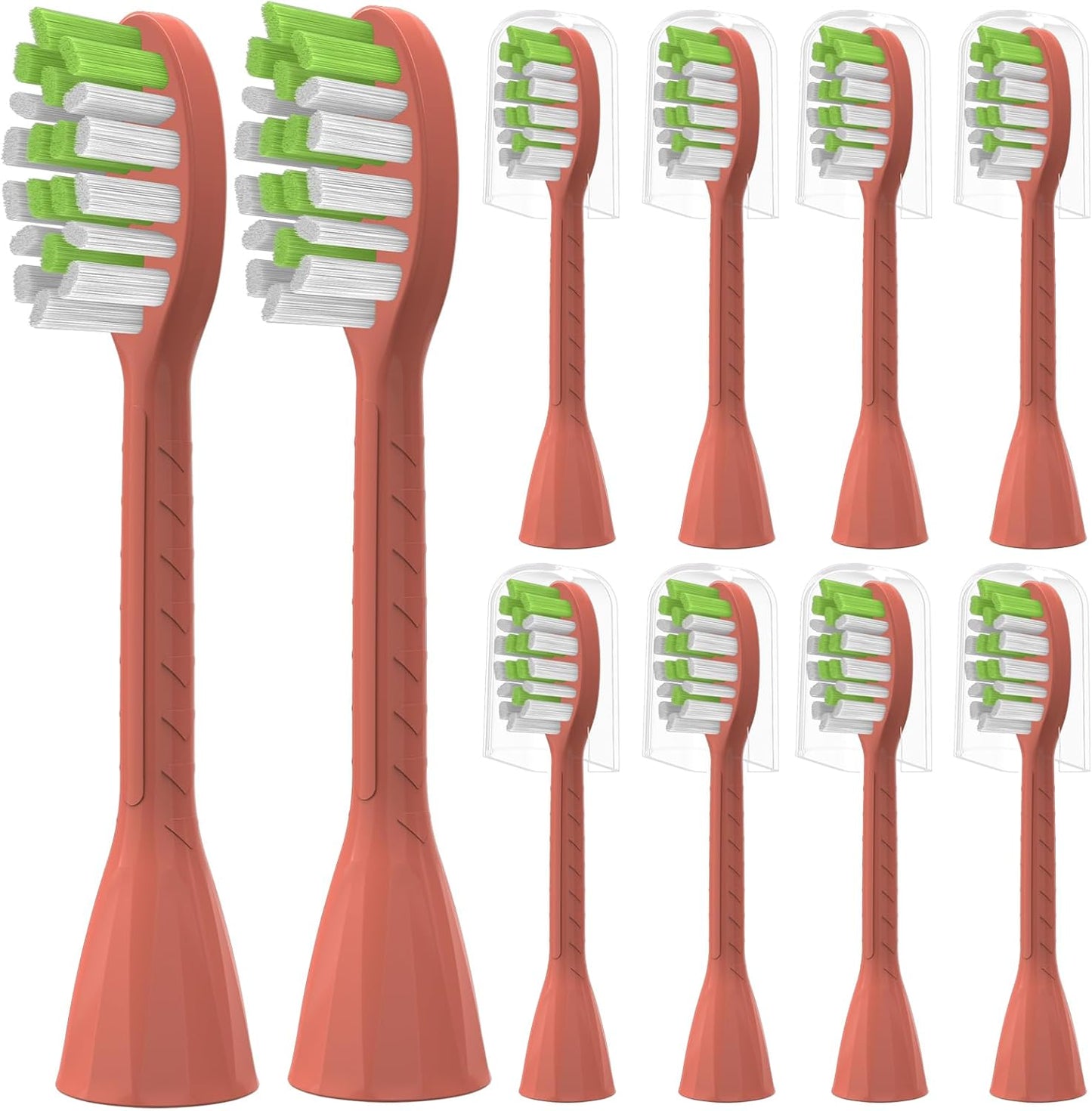 Toothbrush Replacement Heads Compatible with Philips One Series Sonicare Battery Toothbrush HY1100, 10 Pack Replacement Heads, Soft Bristles, Orange Red