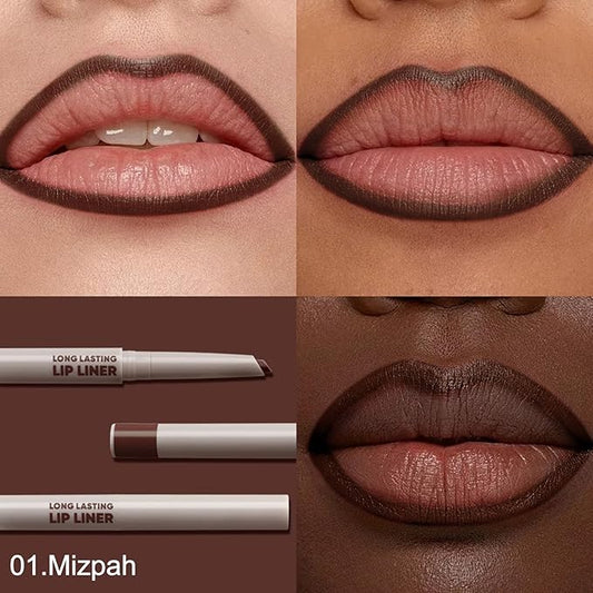 Erinde Long-Lasting Lip Liner Pencil, 2-in-1 Matte Lipliner Pencil for Sculpting & Filling, Rich Color Creamy Waterproof Lip Liner Crayon, Lip Contour Tint Makeup, Vegan & Cruelty-Free, 01 Dark Brown