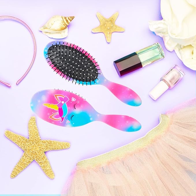 Kids Hair Brush Girls, Toddler Wet Dry Detangling Hair Brush for Curly Thick Hair Pain-Free Comb Girls Kids Women Unicorn Mermaid