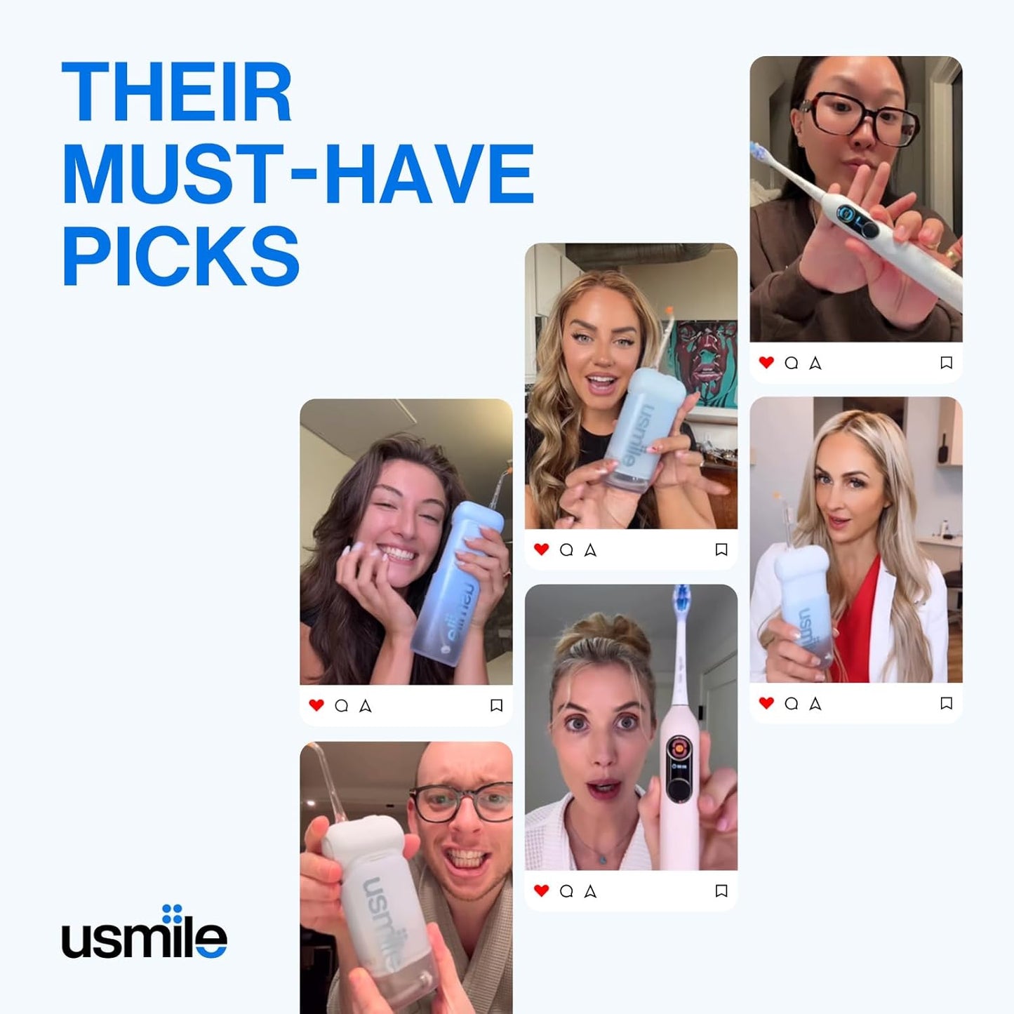 usmile C10 Portable Water Flosser – Travel-Friendly, 95-Day Battery, 4 Modes, 360° Nozzle, 180ml Tank, IPX7 Waterproof, Dentist-Recommended for Braces, Implants & Sensitive Gums (Blue)