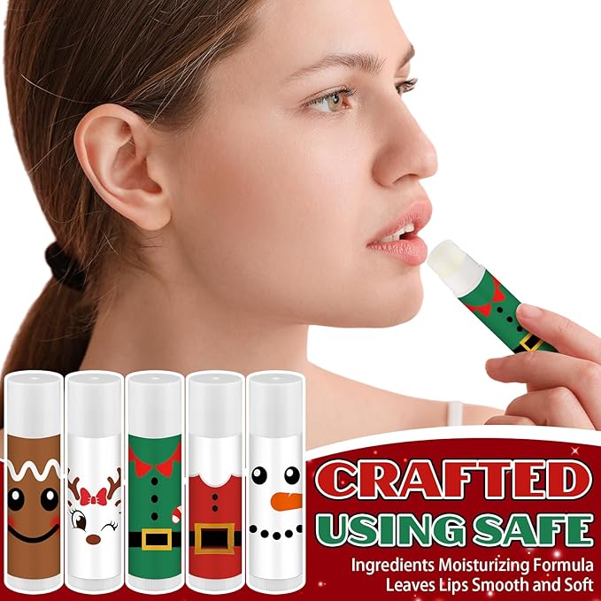 15 Pack Christmas Lip Balms Bulk Merry Christmas Party Gifts Favors Stocking Stuffers Holiday Lip Balms Employee Staff Team Appreciation Gifts Thank You for Teacher Coworkers