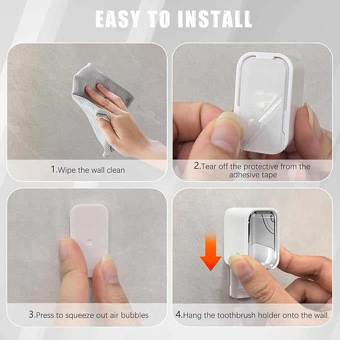 4 Pack Mini Toothbrush Holder Wall Mounted with Cover, Single Slot Toothbrush Storage Organizer for Shower, Compact Toothbrush Holders for Bathroom & Travel, Ideal for Girls and Boys