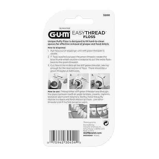 GUM EasyThread Threader Floss - Expanding Dental Floss for Braces, Bridges, and Implants - Built in Rigid Floss Threaders (50 Uses)(Pack of 3)