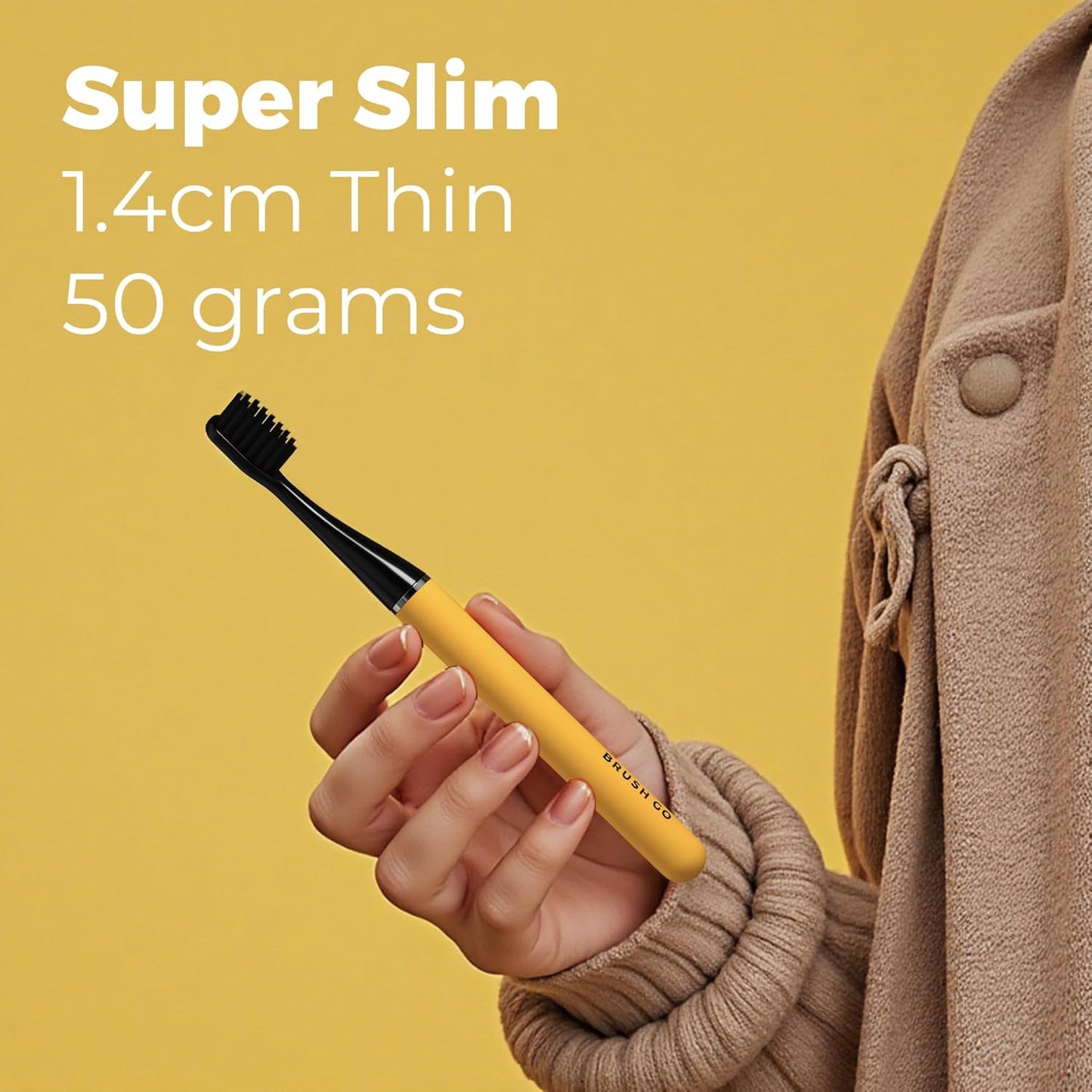 MIPOW Slim Pro i4 Electric Toothbrush Rechargeable Smart Ultra Sonic 3 Modes Magnetic Travel Case &Ceramic Dock, 60Day Long Battery Soft Bristles 2Heads IPX7 Waterproof,Color-(Yellow)