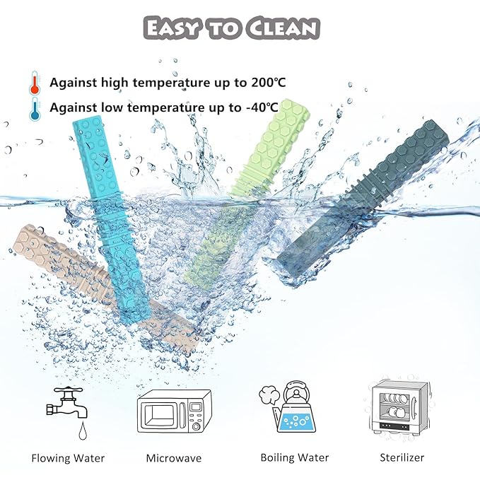 Sensory Chew Toys for Kids, 4 Pack Teething Sticks Oral Motor Tool for Baby 3-6 6-12 Months, Silicone Mouth Fidgets Stim Toy for Boys Girls with Autism, ADHD, Autism, Biting Needs