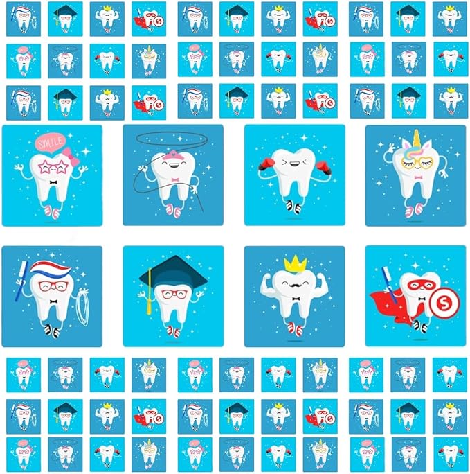 Dental Stickers - 120PCS Tooth & Teeth Hygiene Stickers for Kids, Dental Education, Brush Your Teeth Stickers, Dentist & I Lost a Tooth Rewards (120)