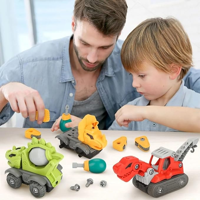 5 Pack Take Apart Dinosaur Toys with Electric Drill – STEM Construction Building Set for Boys Ages 3–8, Educational DIY Dino Kit for Kids – Popular for Grandkids & Toddlers
