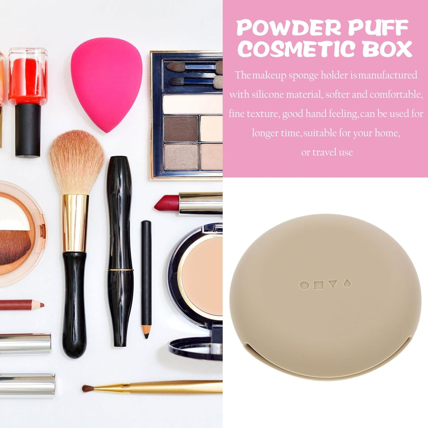 Beaupretty Makeup Puff Case Travel Silicone Powder Puff Holder Portable Makeup Sponge Container for Women Girls Coffee