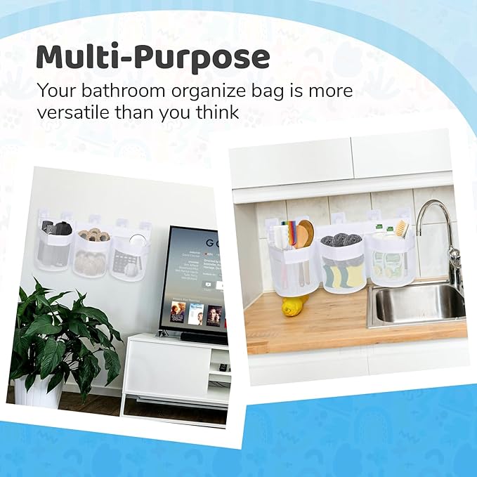 Bathroom Bath Toy Storage for Bathtub, Baby Bath Tub Toys Holder, Kids Mesh Shower Organizer Basket