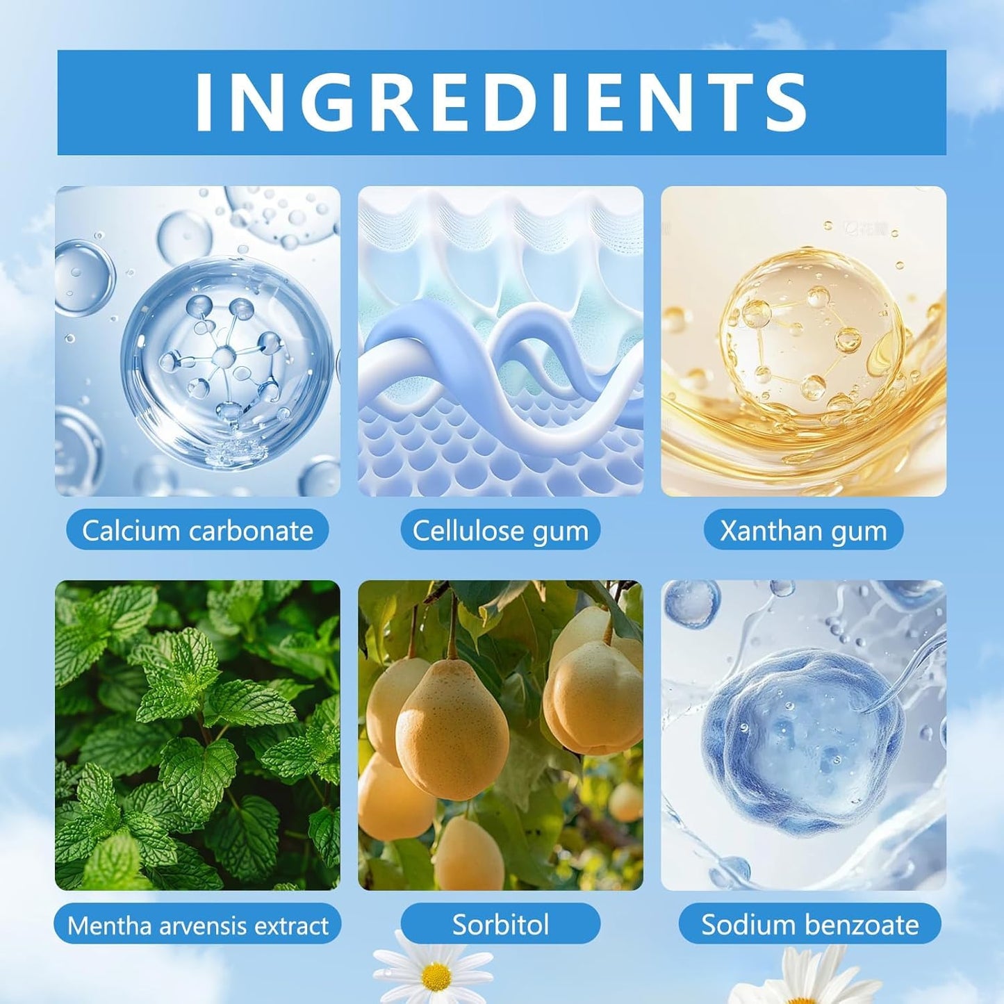 New Sp-6 Probiotics Whitening Toothpaste-Fluoride-Free, Enhanced Formula with 6 Probiotics for Gum Care & Fresh Breath, Fresh Mint Flavor（Blue）-1PC