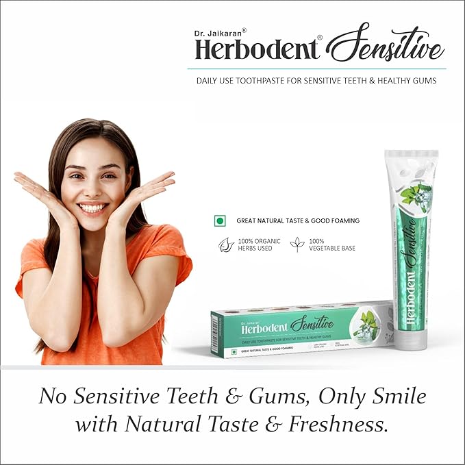 Herbodent® Sensitive Toothpaste - 6.53 Oz Pack of 2 | Enamel Repair & Cavity Protection, Fluoride Free, Sensitive Care with Natural Mouthwash & Gum Strengthening Herbs - Clove, Tomar, Long Pepper...