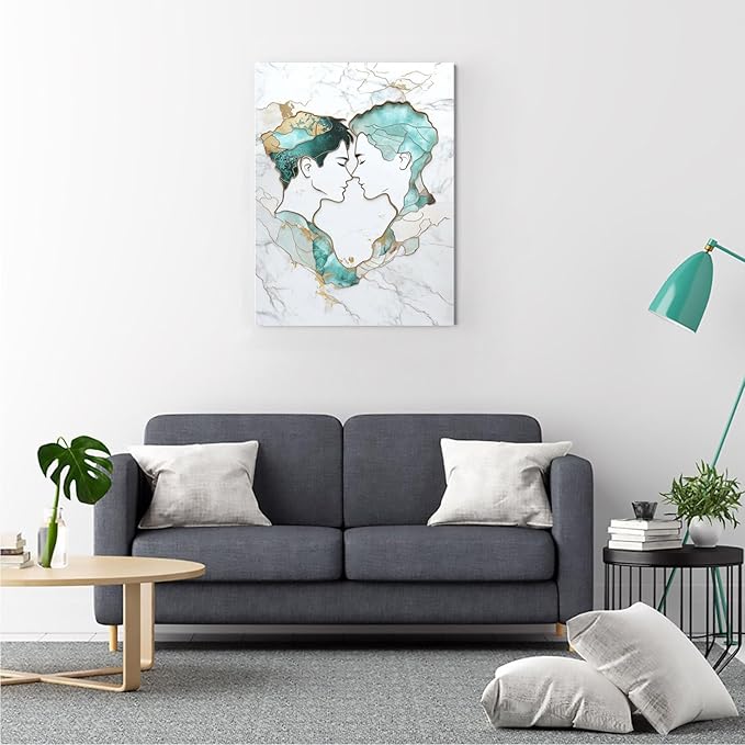 SchindlerBang Abstract Nude Male Art Poster,Vibrant Gay Couple Canvas Painting,Contemporary Decor for Bedroom,Living Room,or Studio,Gift Idea,16x24inch Ready to Hang