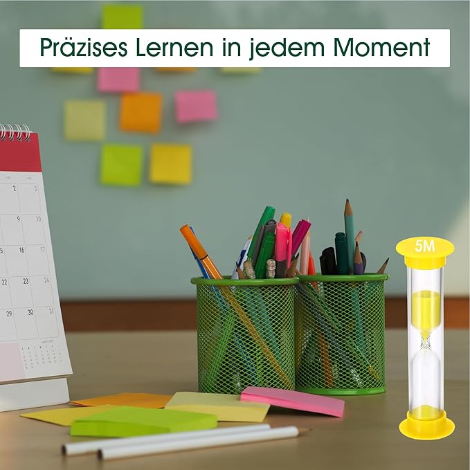 Sand Timer for Kids Set of 12 Small Colorful (Multi) Hour Glass Acrylic Covered Clock - 2 Pcs Each for 30Sec 1Min 2Min 3Min 5Min 10Min for Classroom, Home & Kids Room