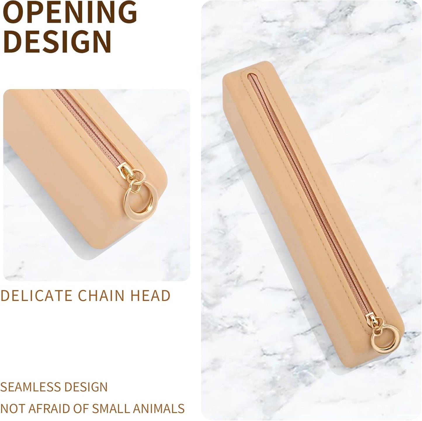 Nuomeisi Silicone Makeup Brush Holder Travel Cosmetic Bag: Soft Portable Cosmetic Face Brushes Organiser with Upgrade Anti-Fall Off Zipper, Large Capacity Travel Makeup Brush Case - Khaki