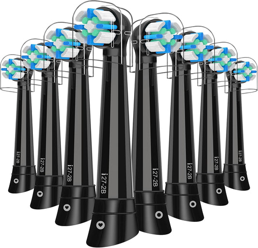 8 Pcs IO Replacement Heads Compatible with Braun Oral B IO Series Electric Toothbrush, Brush Heads ompatible with Oral B IO 2 3 4 5 6 7 8 9 10 for Teeth Clean (Black)