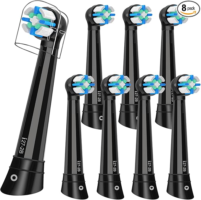 8PCS iO Replacement Heads Compatible with Oral B IO 2/3/4/5/6/7/8/9/10 Series Electric Toothbrush,Compatible with Oral B io Series Toothbrush Heads with Medium Bristles,Black