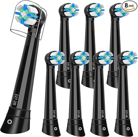 8PCS iO Replacement Heads Compatible with Oral B IO 2/3/4/5/6/7/8/9/10 Series Electric Toothbrush,Compatible with Oral B io Series Toothbrush Heads with Medium Bristles,Black