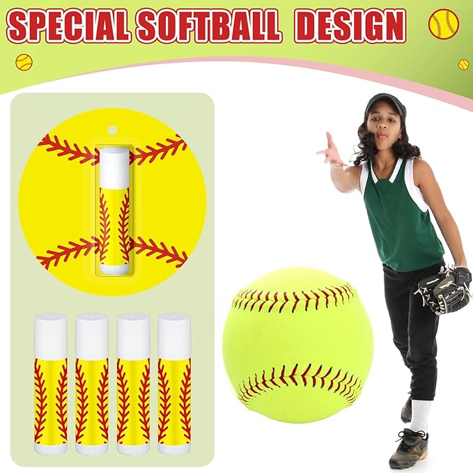 35 Pack Christmas Lip Balm Gifts Bulk Softball Natural Moisturizing Lipstick Set Christmas Gifts Softball Party Favors Sports Gift for Team Teen Adults Birthday Party Game Supplies Decorations