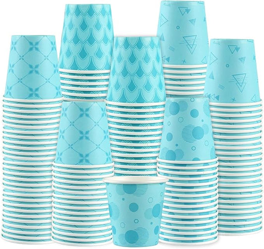600Pcs 3oz Disposable Paper Bathroom Cups, Small Mouthwash Cups for Coffee Drinking, Bathroom, Home, Party, Office, Picnic, Travel and Events, Blue