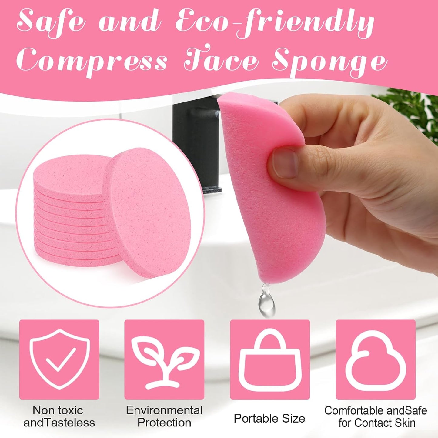 120 Pcs Facial Sponge Compressed, Luxiv Face Cleansing Sponge Estheticians Compressed Makeup Facial Sponge Round Wash Face Sponges for Women Compress Exfoliating Removal Sponge