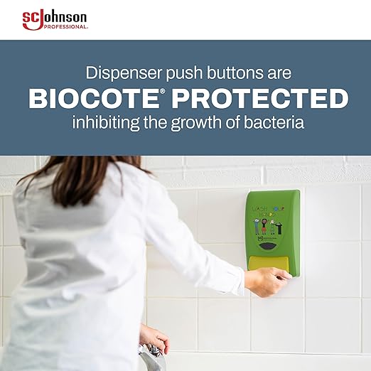 SC Johnson Professional Clear Foam Dispenser and Refill Starter Kit, Kids Wall Mount Soap Dispenser for Hand Soap, 1 Clear Foam Hand Wash, 1 Liter Cartridge, 33.8 fl. oz., for Professional Use Only