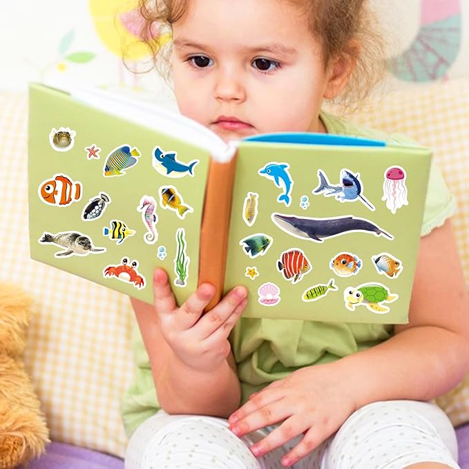 Ocean Animal Stickers 1056 Count Sea Ocean Animal Shark Tropical Fish Party Favors Goodie Bags Gifts for Kids Boys Girls Birthday Party Decoration Invitations Water Bottle Envelope Reward Stickers