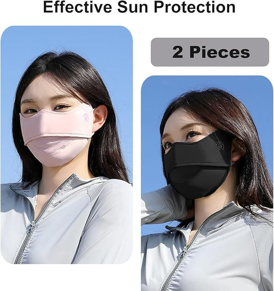 2Pcs UV Face Mask, Sun Masks for Women, Cooling Breathable Face Cover for Outdoors, Washable Reusable