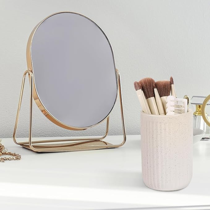 BosilunLife Ceramic Toothbrush Holder - 12oz Bathroom Toothbrush Holder Beige Tooth Brush Holders Tumbler Cups Reusable Toothbrush Mouthwash Cup Small Toothbrush and Toothpaste Holder