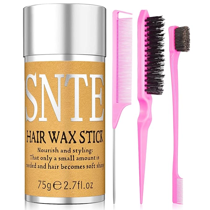Hair Wax Stick Slick Back Hair Brush Set – Flyaway Control for Women, Kids & Men, Smooth Frizz, Defined Edges, Creates Sleek Ponytails & Buns – Styling Accessories & Stocking Stuffers for Teen Girls