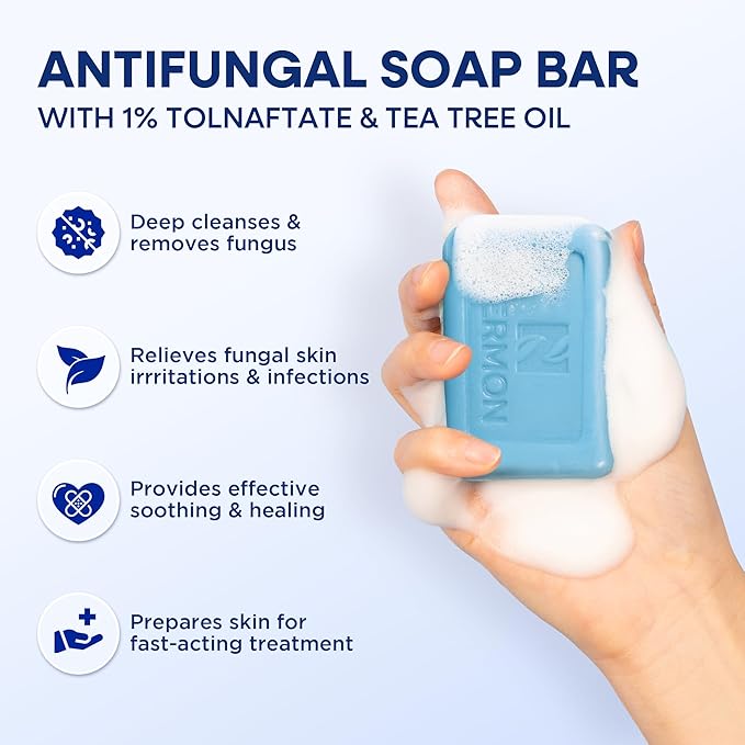 Hermon Antifungal Jock Itch Spray & Soap Kit: Powerful Treatment of Antifungal Spray & Soap for Jock Itch with 2.01 fl.oz & 2 Bars - Fast & Effective Relief of Itching, Burning, Redness, & Irriation