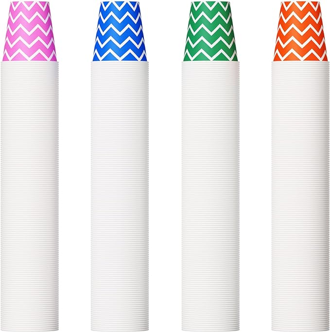 500 Pack 5oz Paper Cups, Multicolor Paper Disposable Cups, Small Mouthwash Cups, Cold Beverage Drinking Cup for Party, Travel and Event (Strip)