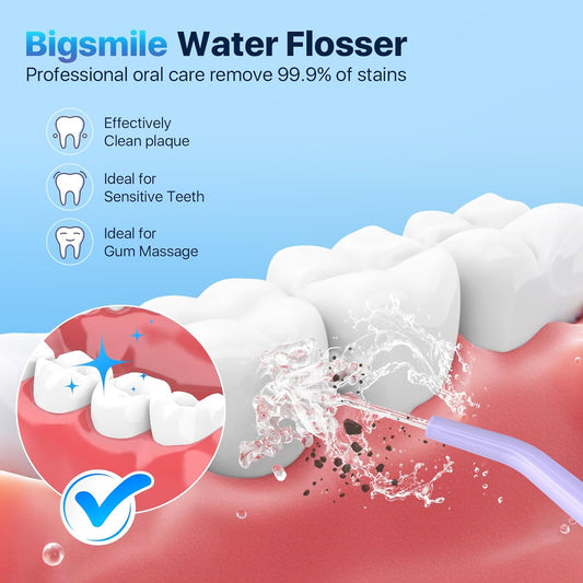 Powerful Cordless Water Flosser for Healthy Gums Rechargeable Dental Oral Irrigator for Daily Cleaning of Sensitive Gums, Orthodontic Braces to Help Prevent Infections and Bad Breath（Purple