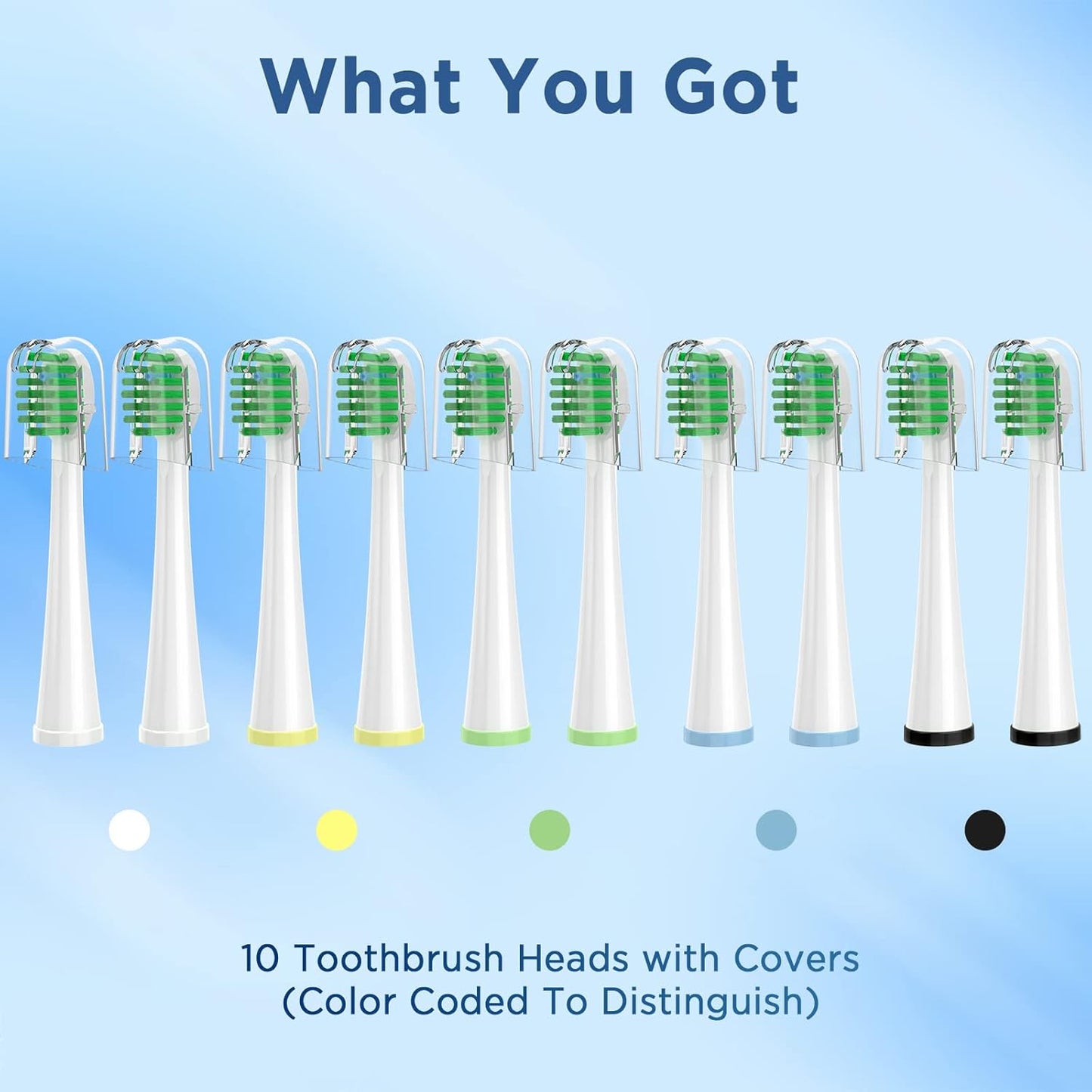 Replacement Toothbrush Heads for All Waterpik Sonic Fusion Models (SF-01, SF-02, SF-03, and SF-04 Series), Compact, with Covers, 10 Count, White