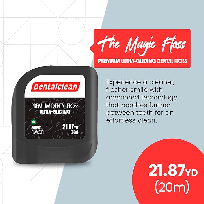 4 White Strip Dental Floss 20m - Ultra-Gliding Mint Flavor for Better Cleaning and Fresher Breath - Family Pack